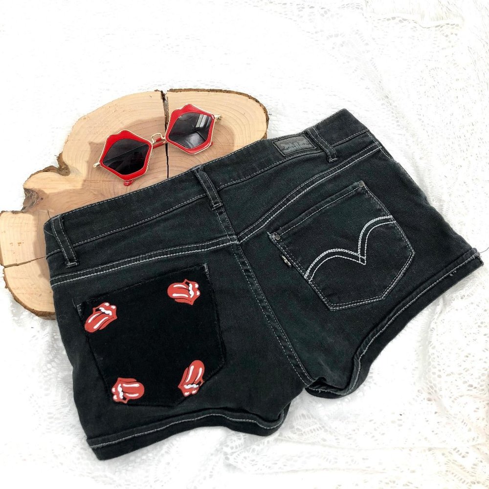 Rolling Stones Vintage Black Denim Jean Cheeky Shorts